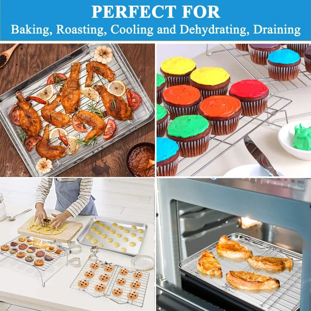 Alt view image 6 of 7 - 16 Inch Baking Sheet with Rack Set, Pans with Stackable Racks | 2 Baking Sheets + 2 Cooling Wire Racks, Dishwasher & Oven Safe, Non-toxic & Lasting Use, Fit for Regular Oven
