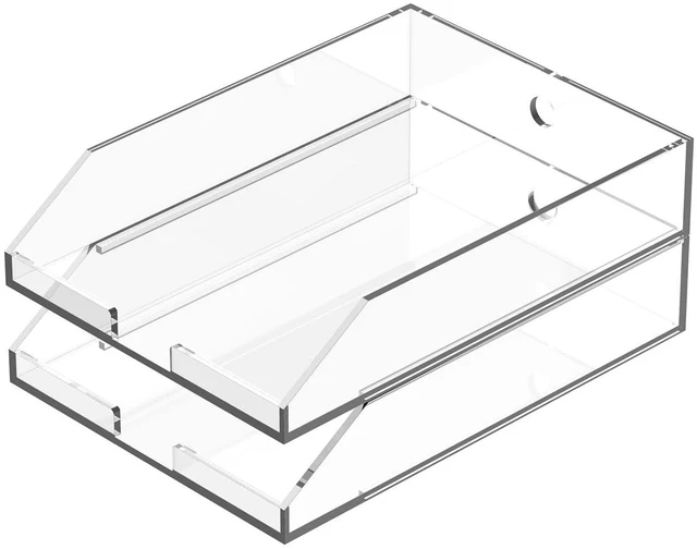 Main image of (2pcs Pack) Stackable Clear Acrylic Paper Trays, Desk File Organizer, A4 Paper Holder, Letter Tray
