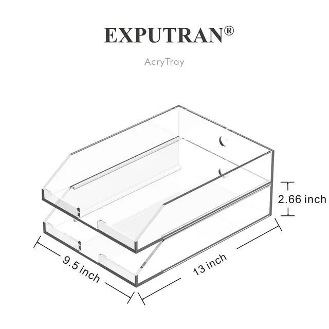 Alt view image 4 of 7 - (2pcs Pack) Stackable Clear Acrylic Paper Trays, Desk File Organizer, A4 Paper Holder, Letter Tray