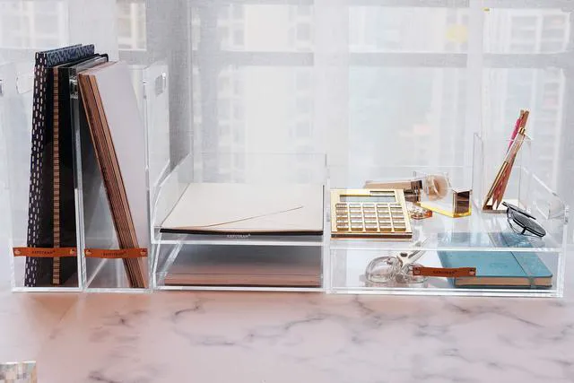 Alt view image 7 of 7 - (2pcs Pack) Stackable Clear Acrylic Paper Trays, Desk File Organizer, A4 Paper Holder, Letter Tray