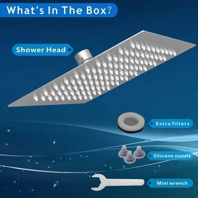Alt view image 7 of 7 - Rain Shower Head - High Flow Large Rainfall Shower Heads Made of Stainless Steel - Waterfall Bathroom Square Showerhead - Ceiling or Wall Mount (12" Brushed Nickel)