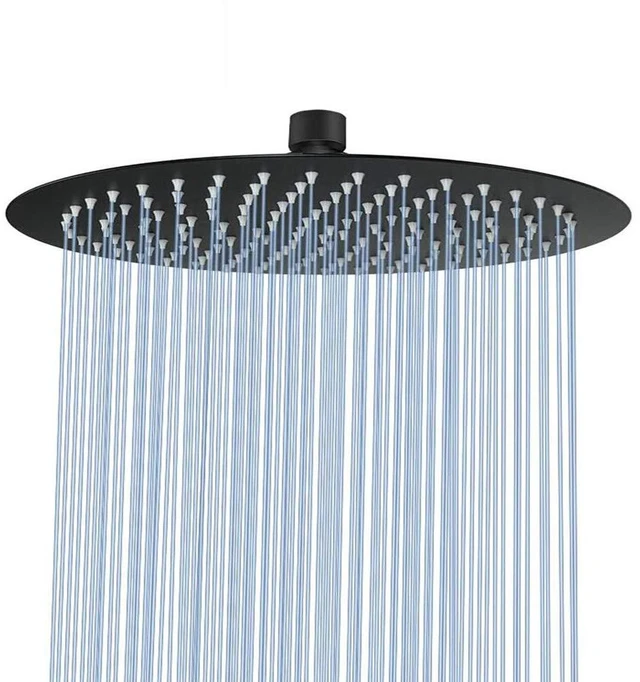 Main image of Rain Shower Head, Ultra-Thin Design-Pressure Boosting, Awesome Some Experience, High Flow Stainless Steel Rainfall Head (12 Inch, Matte Black)