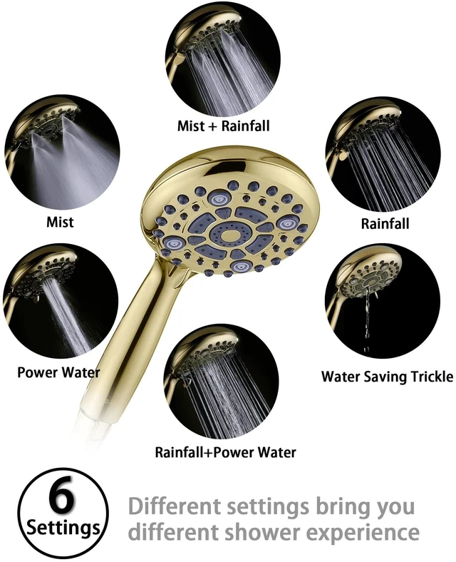 Alt view image 3 of 7 - High Pressure 6 Mode Hand Held Shower Head with Extra Long Hose | High Pressure, 6 Spray Modes with Water Saving Mode, Easy Install, Adjustable Angle with Secure Lock, Extra Long Hose