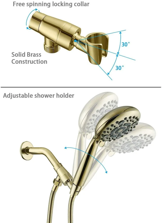Alt view image 4 of 7 - High Pressure 6 Mode Hand Held Shower Head with Extra Long Hose | High Pressure, 6 Spray Modes with Water Saving Mode, Easy Install, Adjustable Angle with Secure Lock, Extra Long Hose