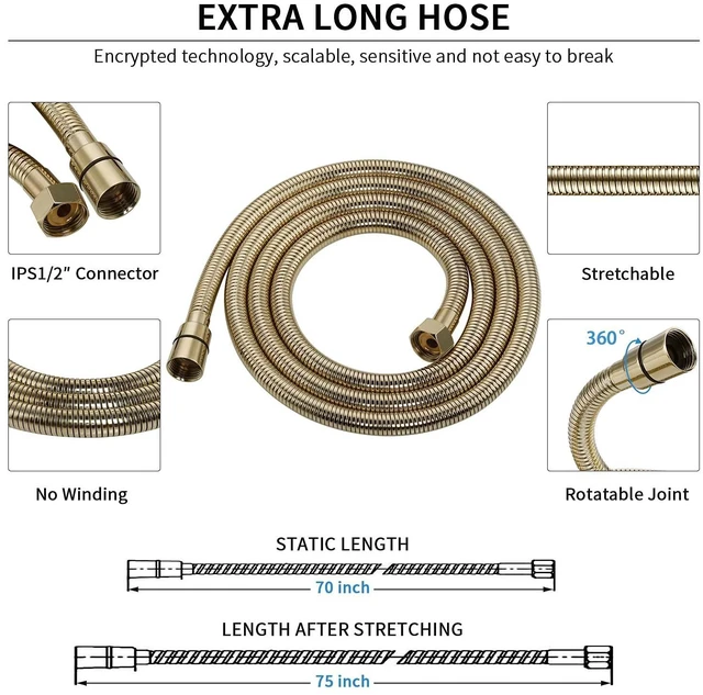 Alt view image 5 of 7 - High Pressure 6 Mode Hand Held Shower Head with Extra Long Hose | High Pressure, 6 Spray Modes with Water Saving Mode, Easy Install, Adjustable Angle with Secure Lock, Extra Long Hose