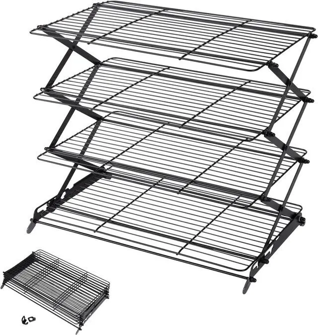 Main image of 2/3/4-Tier Upgraded Collapsible Cooling Rack with Adjustable 3 Setting Design Stackable Roasting Cooking Drying Wire Cooling Rack for Cookies Baking Gifts for Women