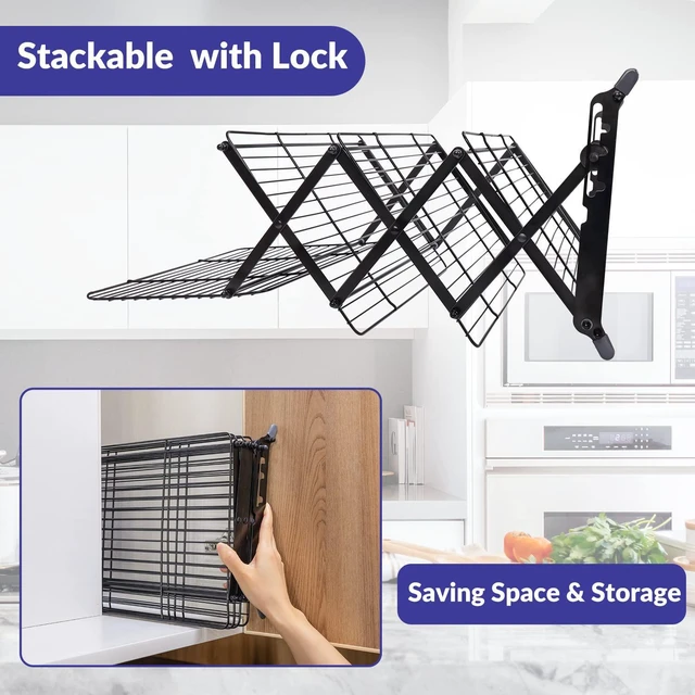 Alt view image 5 of 7 - 2/3/4-Tier Upgraded Collapsible Cooling Rack with Adjustable 3 Setting Design Stackable Roasting Cooking Drying Wire Cooling Rack for Cookies Baking Gifts for Women