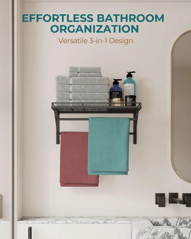 Alt view image 7 of 7 - Pot Rack Wall Mounted, Pot Organizer with 2 Tier Hanging Rails | Heavy Duty Pot and Pan Organizer with Storage Shelf & 12 S Hooks, Space Saving Hanging Pot Rack