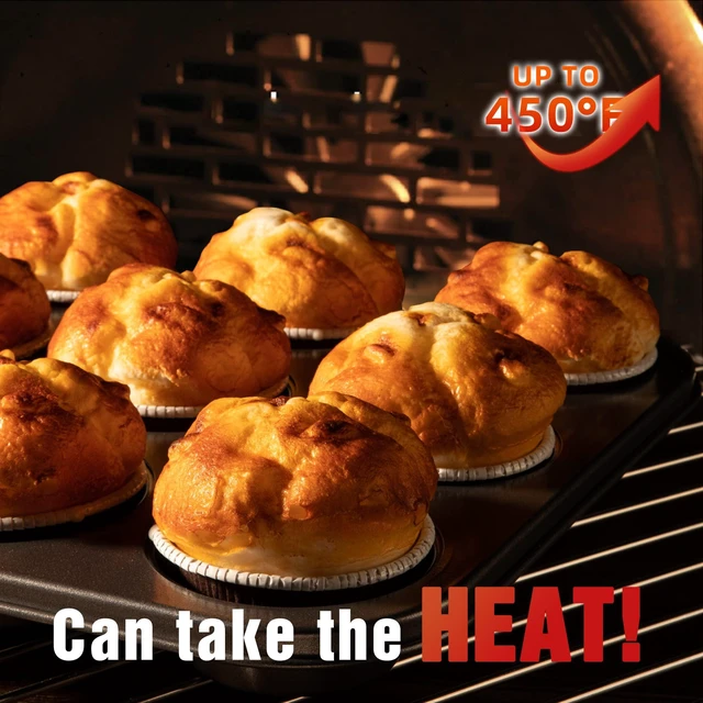 Alt view image 7 of 7 - Compact Baking Pans Sets, Nonstick Bakeware Sets 19-Piece with Round/Square Cake Pan, Loaf Pan, Muffin Pan, Cookie Sheet, Roast Pan, Cooling Rack, Carbon Steel Bake Set