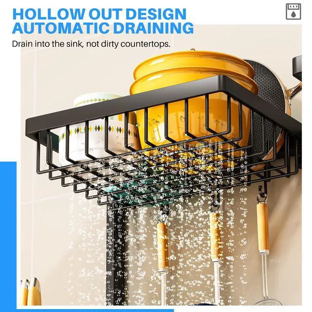 Alt view image 4 of 6 - Large Over The Sink Dish Drying Rack 2 Tiers 4 Baskets | Fits All Sinks (from 26.57" to 35"), 2-Tier Adjustable SinkRack, Dishes Rack Kitchen Storage Organizer, Space Saving