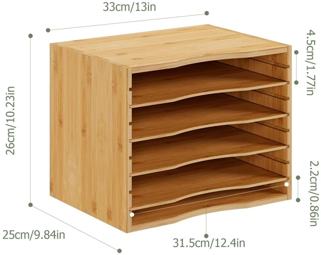 Alt view image 5 of 7 - 5 Tier Desktop Organizer, Paper Organizer Mail Sorter, File Holder Letter Document Storage with Adjustable Shelves for School Home Office, Natural