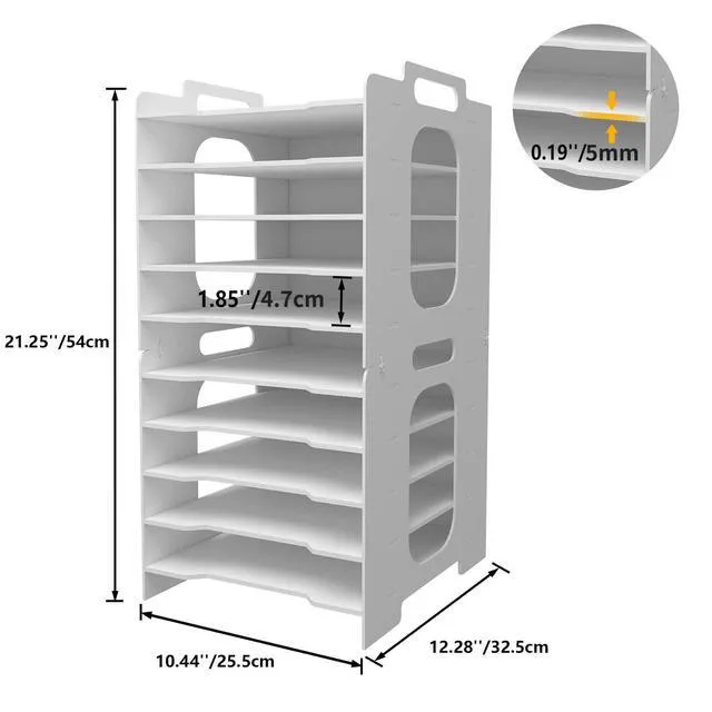 Alt view image 4 of 7 - 10-Tier Office File Organizer For Desk,Paper Sorter,White | Desktop Storage For Office Supplies,Document Storage Rack,Letter Tray For Home,Office,Classroom Document Holder