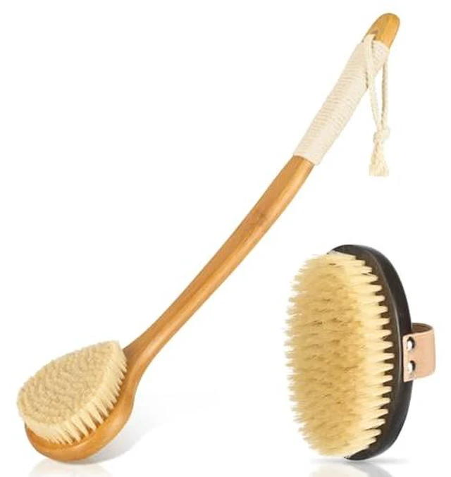 Alt view image 2 of 7 - Long Handle Bath BrushBack Scrubber for Shower, Exfoliating Body Brush with Bristles for Wet & Dry Brushing, Shower Brush for Men & Women