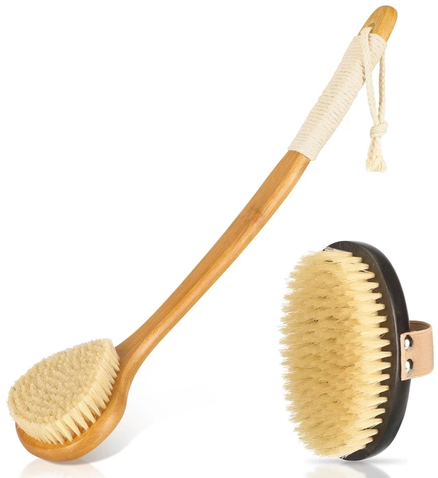 Main image of Long Handle Bath BrushBack Scrubber for Shower, Exfoliating Body Brush with Bristles for Wet & Dry Brushing, Shower Brush for Men & Women