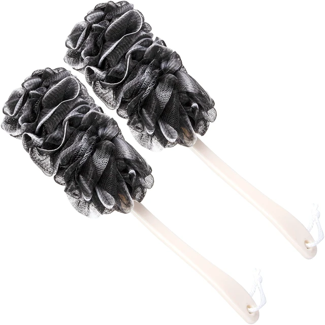 Main image of Back Scrubber for Shower,Loofah Long Handle Bath Body Brush,Soft Nylon Mesh Sponge for Shower,Loofah On a Stick for Men Women,Exfoliating Scrub Cleaning Luffa for Elderly(2Pack,Black)