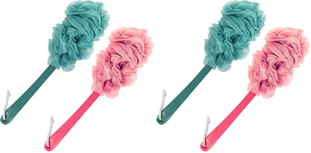 Main image of Back Scrubber for Shower, Loofah Sponge Brush Exfoliating Body, Long Handle Scrub Brush for Shower with Loofah on a Stick for Back Use, Bathing Accessories Body Brushes (2Pack)