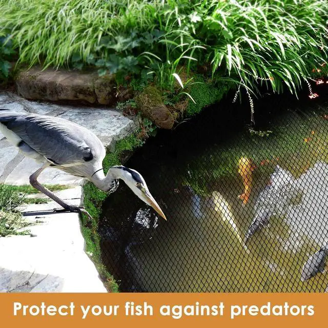 Alt view image 3 of 6 - 35 x 40 Ft Heavy Duty Koi Pond Netting Kit, 3/8 Inch Mesh Pond Leaf Cover with Stakes, Protects Fish from Birds and Predators for Outdoor Ponds