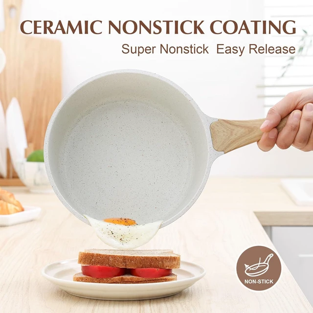 Alt view image 2 of 7 - PFOA PFAS Free Granite Ceramic Nonstick Saucepan Set with Lid, Stay Cool Handle, Induction Compatible Cooking Pots, 1.5 QT & 2.5 QT