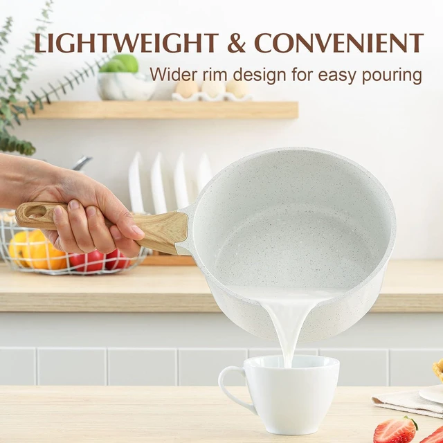 Alt view image 3 of 7 - PFOA PFAS Free Granite Ceramic Nonstick Saucepan Set with Lid, Stay Cool Handle, Induction Compatible Cooking Pots, 1.5 QT & 2.5 QT