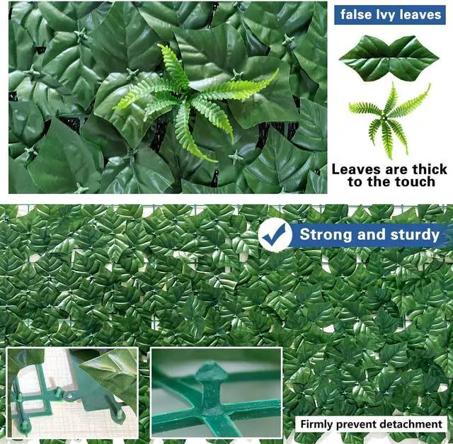 Alt view image 3 of 6 - Mesh Back Artificial Ivy Fence Privacy Screen 72"x96" Faux Ivy Vine Leaf Panels Balcony Garden Yard Patio Hedge Wall Decoration for Outdoor Privacy