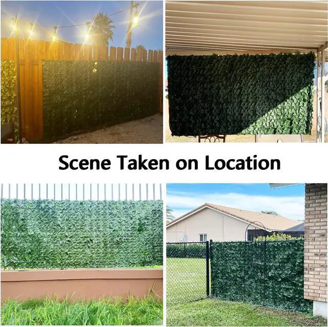Alt view image 4 of 6 - Mesh Back Artificial Ivy Fence Privacy Screen 72"x96" Faux Ivy Vine Leaf Panels Balcony Garden Yard Patio Hedge Wall Decoration for Outdoor Privacy