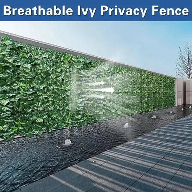 Alt view image 5 of 6 - Mesh Back Artificial Ivy Fence Privacy Screen 72"x96" Faux Ivy Vine Leaf Panels Balcony Garden Yard Patio Hedge Wall Decoration for Outdoor Privacy