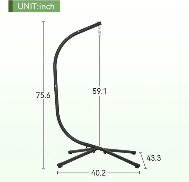 Alt view image 7 of 7 - Heavy Duty Steel Hammock Chair Stand, 400 LBS Capacity, 360 Degree Rotation, Indoor Outdoor Hanging Stand for Hammock Swing Porch