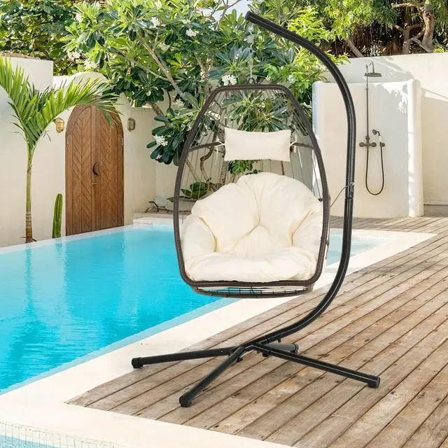 Alt view image 5 of 7 - Heavy Duty Steel Hammock Chair Stand, 400 LBS Capacity, 360 Degree Rotation, Indoor Outdoor Hanging Stand for Hammock Swing Porch