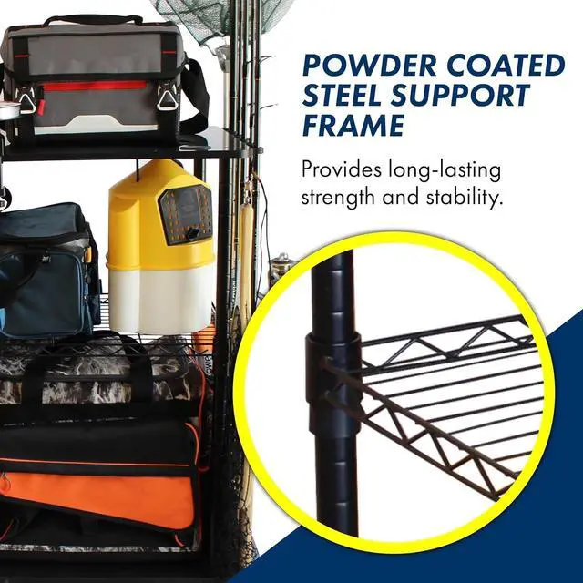 Alt view image 6 of 7 - Mobile Fishing Rod Holder Garage Organizer, Holds Up to 12 Rods & Reel Combos, Gear Storage Rack for Garage, Shed & Car