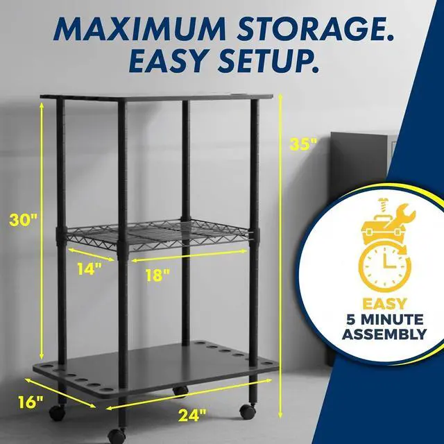 Alt view image 7 of 7 - Mobile Fishing Rod Holder Garage Organizer, Holds Up to 12 Rods & Reel Combos, Gear Storage Rack for Garage, Shed & Car
