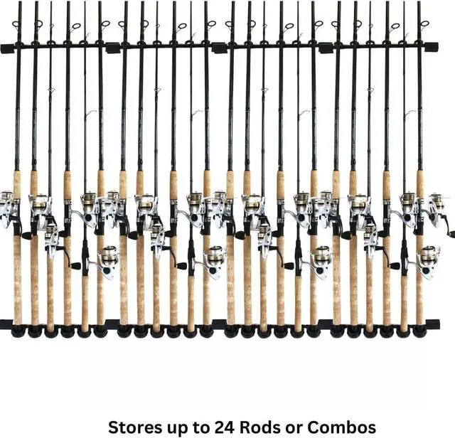 Alt view image 2 of 7 - 6-Rod Fishing Rod Holder, Vertical & Horizontal Wall Mount Rack for Garage Organization & Storage, Adjustable Expandable Fishing Pole Stand