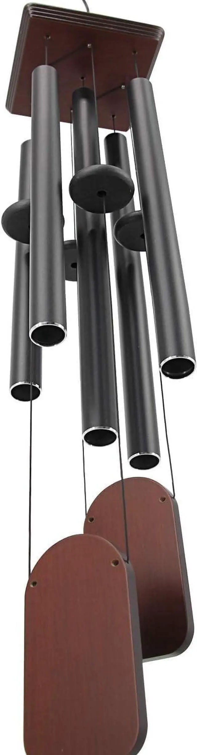 Alt view image 6 of 7 - 48 Inch Outdoor Wind Chimes, 5 Heavy Aluminum Tubes Deep Soothing Tone, Black Hanging Decor for Patio Garden Yard