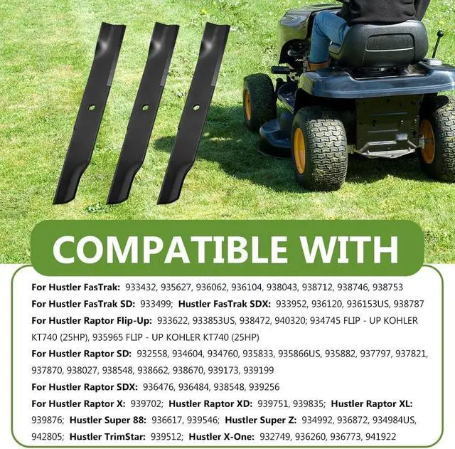 Alt view image 6 of 7 - 54 Inch High Lift Mower Blades Set, 6 Pack Heavy Duty Steel Replacement Blades for Standard 54 Inch Mower Deck