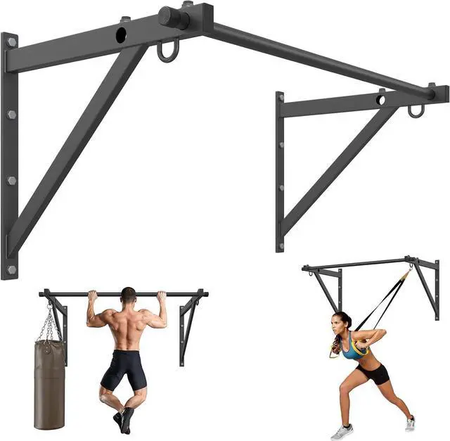 Main image of 500LBS Capacity Wall Mounted Pull Up Bar, 45"/51" Chin Up Bar, Reinforced Thick Metal Joist Mounted Strength Training Bar with Adjustable Depth