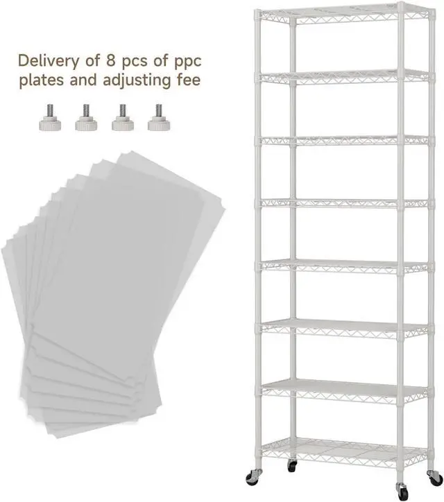 Alt view image 6 of 7 - 8 Tier Adjustable Heavy Duty Metal Wire Storage Shelving Unit Multipurpose Organizer Rack for Kitchen Pantry Bathroom Laundry Office