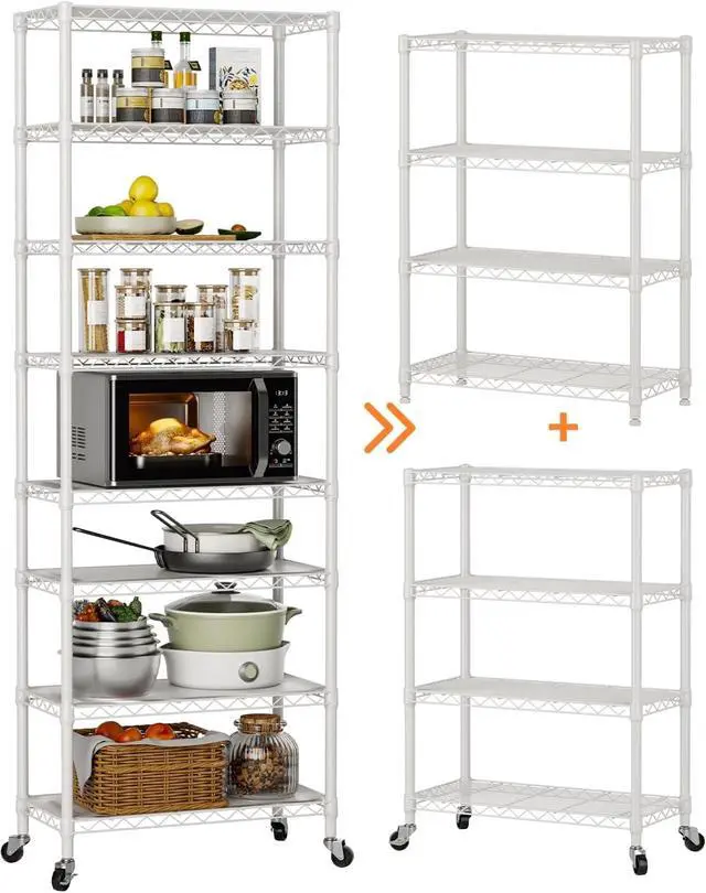 Alt view image 5 of 7 - 8 Tier Adjustable Heavy Duty Metal Wire Storage Shelving Unit Multipurpose Organizer Rack for Kitchen Pantry Bathroom Laundry Office