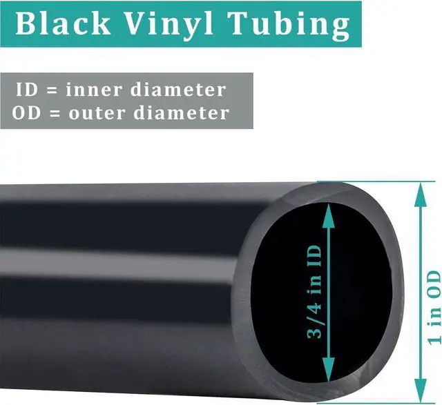 Alt view image 2 of 7 - 3/4 ID × 1 OD Black Vinyl Tubing, 50 Feet Flexible PVC Plastic Hybrid Hose, Non-Toxic BPA-Free for Water Air Oil Transfer, Pond Fountain Garden Use