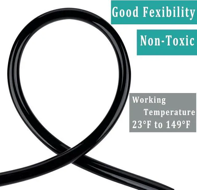 Alt view image 3 of 7 - 3/4 ID × 1 OD Black Vinyl Tubing, 50 Feet Flexible PVC Plastic Hybrid Hose, Non-Toxic BPA-Free for Water Air Oil Transfer, Pond Fountain Garden Use