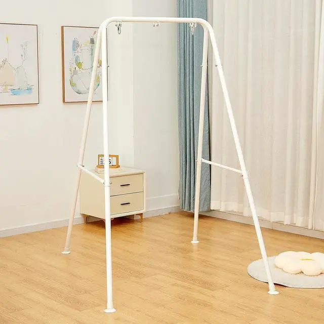 Main image of Foldable Hammock Chair Stand, Heavy Duty White Iron Frame, 300 LBS Capacity, Portable Easy Assemble & Store, Indoor Outdoor Use (Chair Not Included)