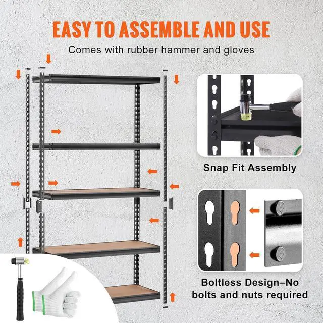 Alt view image 3 of 7 - 5 Tier Adjustable Heavy Duty Metal Storage Shelving Unit, 2000 LBS Total Capacity Utility Organizer Rack 48x18x72 Inch, Freestanding Storage Shelves for Garage Basement Kitchen Pantry Laundry Room