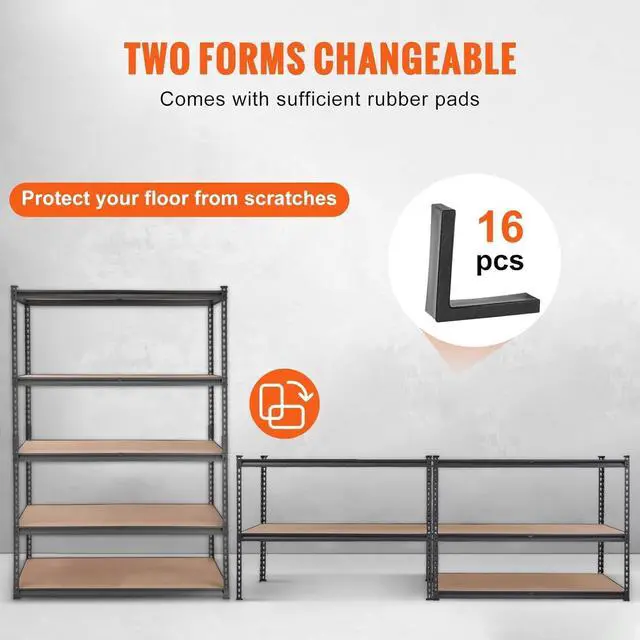 Alt view image 6 of 7 - 5 Tier Adjustable Heavy Duty Metal Storage Shelving Unit, 2000 LBS Total Capacity Utility Organizer Rack 48x18x72 Inch, Freestanding Storage Shelves for Garage Basement Kitchen Pantry Laundry Room