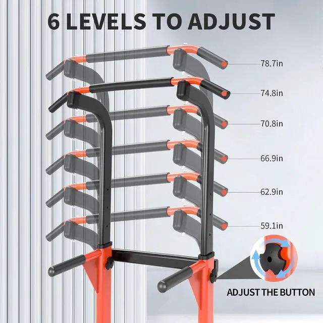Alt view image 5 of 7 - 330LBS Capacity Pull Up Dip Station, Home Gym Strength Training Fitness Station for Chin-Ups Push-Ups Knee Lifts, Carbon Steel Workout Power Tower