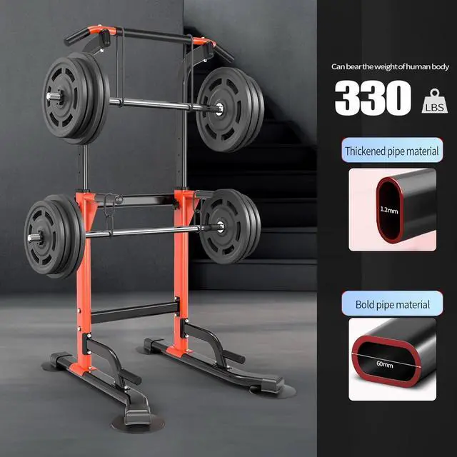 Alt view image 6 of 7 - 330LBS Capacity Pull Up Dip Station, Home Gym Strength Training Fitness Station for Chin-Ups Push-Ups Knee Lifts, Carbon Steel Workout Power Tower