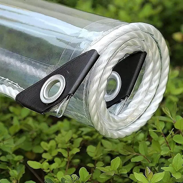 Main image of 8'x10' Clear Waterproof Vinyl Tarp Curtain, 0.35mm Transparent PVC Cover with Grommets, Windproof Anti-Tear for Patio Pergola Garden Canopy