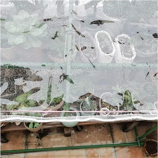 Alt view image 7 of 7 - 8'x10' Clear Waterproof Vinyl Tarp Curtain, 0.35mm Transparent PVC Cover with Grommets, Windproof Anti-Tear for Patio Pergola Garden Canopy