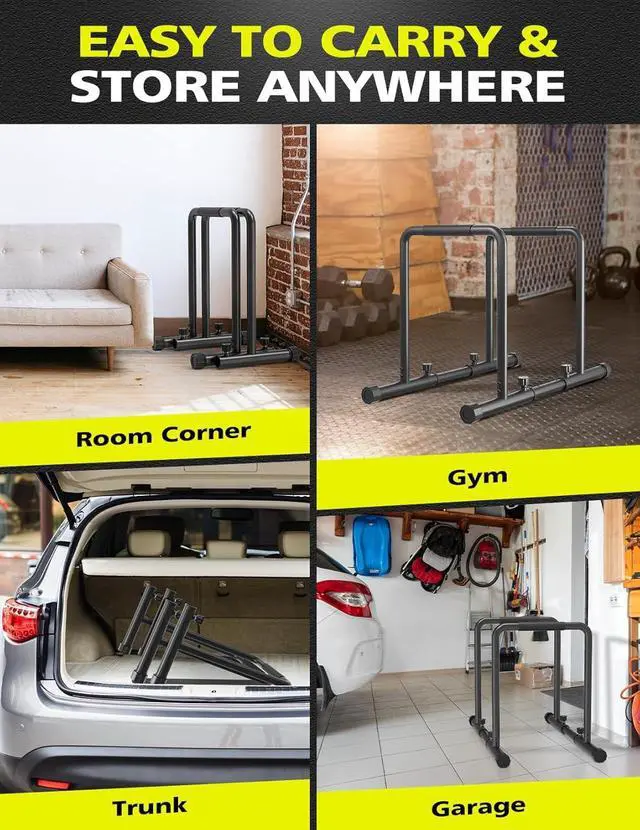 Alt view image 7 of 7 - 1100LBS Adjustable Dip Bar Heavy Duty Steel Dip Station, Parallel Bars with Dual Safety Connectors, Freestanding Dip Equipment for Calisthenics Full Body Strength Training