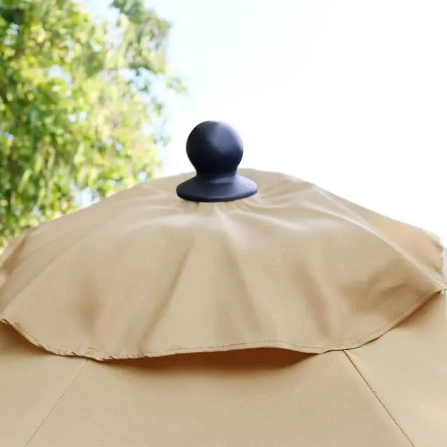 Alt view image 6 of 6 - 9Ft Tan Patio Umbrella, Outdoor Table Umbrella with 8 Sturdy Ribs, 40mm Powder Coated Iron Pole