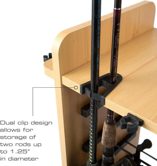 Alt view image 2 of 6 - Fishing Rod Holder for 14 Saltwater/Freshwater Rods, with Up to 4 Fishing Tackle Box Storage, for Garage and Boat Fishing Accessories Organization