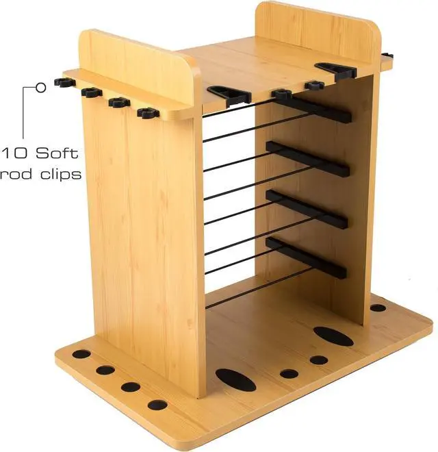 Alt view image 3 of 6 - Fishing Rod Holder for 14 Saltwater/Freshwater Rods, with Up to 4 Fishing Tackle Box Storage, for Garage and Boat Fishing Accessories Organization