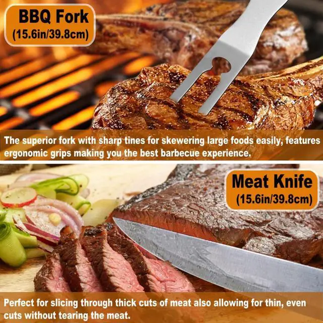 Alt view image 5 of 5 - 26Pcs BBQ Grill Accessories Set with Aluminum Storage Case, Stainless Steel Grilling Utensils with Meat Claws Injector Thermometer for Camping Outdoor Barbecue